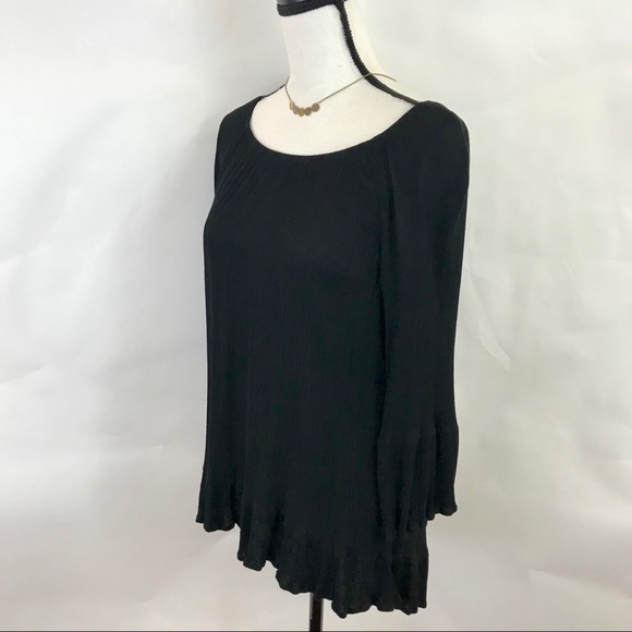 Chelsea & Theodore ruffle black tunic top M - Picture 2 of 6